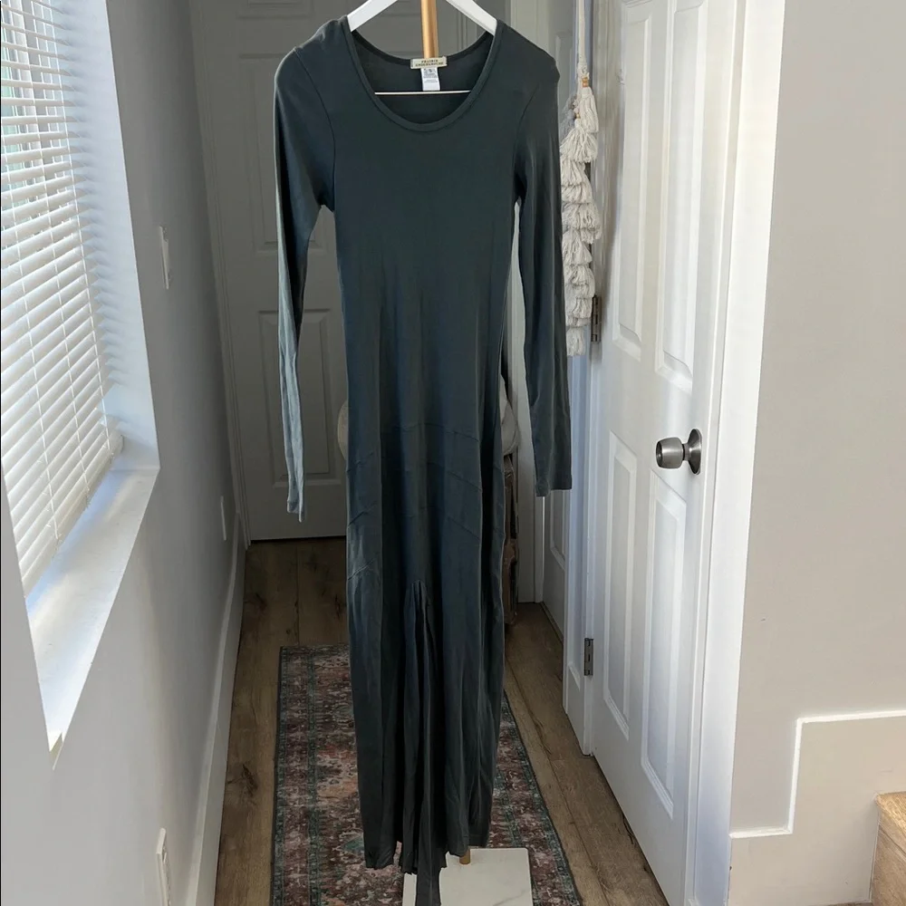 Prairie Underground Organic Cotton Longsleeve Boho Midi Dress Atlantic Blue S - Picture 2 of 8